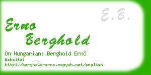 erno berghold business card